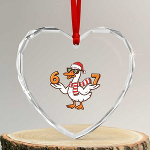 67 Christmas Silly Goose Heart Crystal Glass Ornament 6 7 Meme Funny Six Seven Gen Alpha Slang TS10 Transparent Glass 3'' Heart Print Your Wear