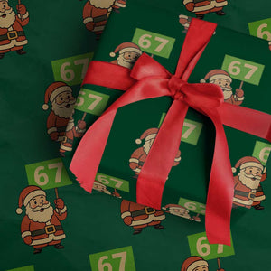 67 Christmas Wrapping Paper Roll Funny Six Seven Meme Brainrot Santa Claus Boys TS10 Green Print Your Wear