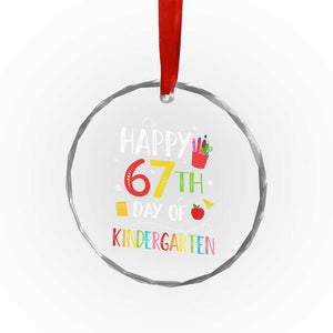 67 Days Of Kindergarten Crystal Glass Ornament Happy 67th Day Of School Teachers Student Meme TS10 Print Your Wear