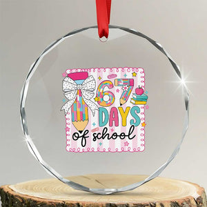 67 Days of School Crystal Glass Ornament Six Seven Cute Girly Pencil and Bow for Students Teachers TS02 Transparent Glass 3'' Circle Print Your Wear