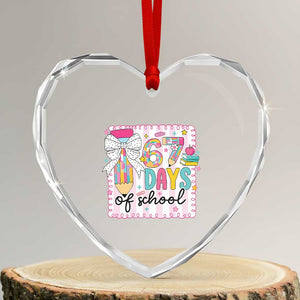 67 Days of School Heart Crystal Glass Ornament Six Seven Cute Girly Pencil and Bow for Students Teachers TS02 Transparent Glass 3'' Heart Print Your Wear