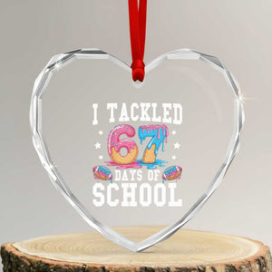 67 Days Of School Heart Crystal Glass Ornament Six Seven Sports American Football Ice Cream Drip TS14 Transparent Glass 3'' Heart Print Your Wear
