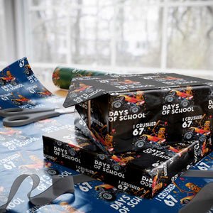 67 Days of School Monster Truck Wrapping Paper Roll 67th Day Boys Tung Tung Tung Sahur TS10 Black Print Your Wear