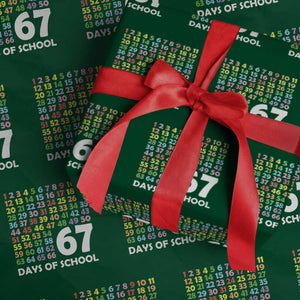 67 Days of School Wrapping Paper Roll Colorful Countdown Grid Milestone Classroom Fun TS02 Green Print Your Wear