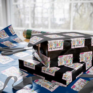 67 Days of School Wrapping Paper Roll Six Seven Cute Girly Pencil and Bow for Students Teachers TS02 Black Print Your Wear