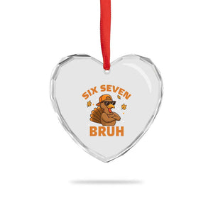 67 Funny Thanksgiving Heart Crystal Glass Ornament Six Seven Bruh 6 7 Turkey Meme TS10 Print Your Wear