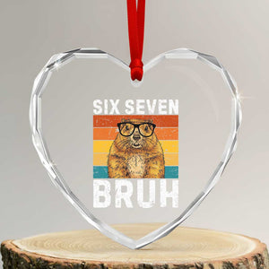 67 Groundhog Meme Heart Crystal Glass Ornament Funny Six Seven Bruh Groundhog Day TS14 Transparent Glass 3'' Heart Print Your Wear