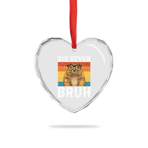 67 Groundhog Meme Heart Crystal Glass Ornament Funny Six Seven Bruh Groundhog Day TS14 Print Your Wear