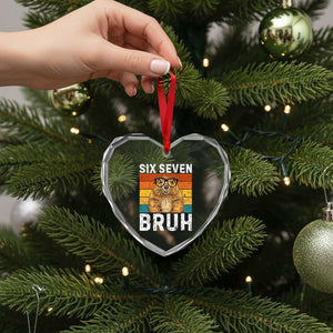 67 Groundhog Meme Heart Crystal Glass Ornament Funny Six Seven Bruh Groundhog Day TS14 Print Your Wear
