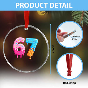 67 Ice Cream Drip Meme Crystal Glass Ornament Funny Six Seven Gen Alpha Slang TS10 Print Your Wear