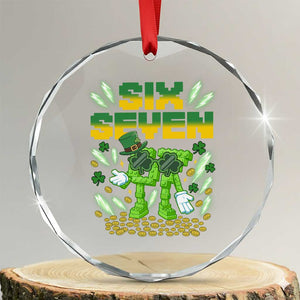 67 Italian Brainrot St Patricks Day Crystal Glass Ornament Funny Six Seven Leprechaun Playing Baseball Meme TS14 Transparent Glass 3'' Circle Print Your Wear