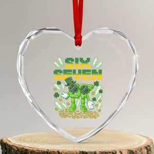 67 Italian Brainrot St Patricks Day Heart Crystal Glass Ornament Funny Six Seven Leprechaun Playing Baseball Meme TS14 Transparent Glass 3'' Heart Print Your Wear