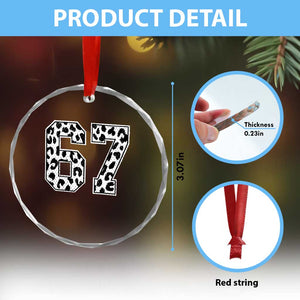 67 Jersey Number Crystal Glass Ornament Funny Six Seven Meme Y2k Leopard Number TS10 Print Your Wear
