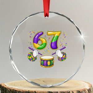 67 Mardi Gras Meme Crystal Glass Ornament Funny Six Seven Carnival Trendy TS14 Transparent Glass 3'' Circle Print Your Wear