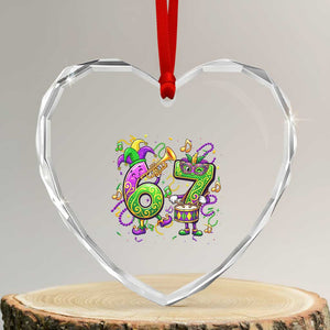 67 Mardi Gras Meme Heart Crystal Glass Ornament Funny Six Seven Carnival Party TS14 Transparent Glass 3'' Heart Print Your Wear