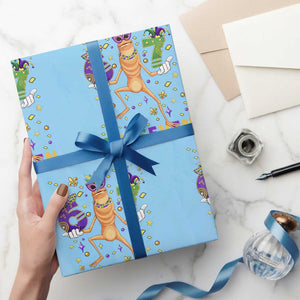 67 Mardi Gras Wrapping Paper Roll Marcus The Worm Carnival Trendy Meme TS14 Light Blue Print Your Wear