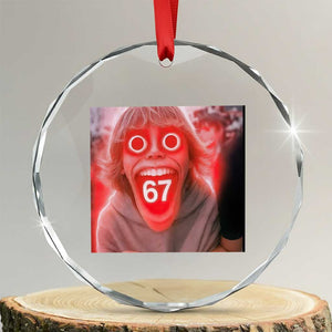 67 Mason Kid Glitchcore Graphic Crystal Glass Ornament Screaming Boy Six Seven Viral Meme Devil Edit TS02 Transparent Glass 3'' Circle Print Your Wear