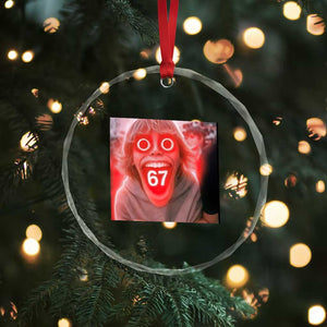 67 Mason Kid Glitchcore Graphic Crystal Glass Ornament Screaming Boy Six Seven Viral Meme Devil Edit TS02 Print Your Wear