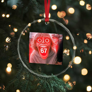 67 Mason Kid Glitchcore Graphic Crystal Glass Ornament Screaming Boy Six Seven Viral Meme Devil Edit TS02 Print Your Wear