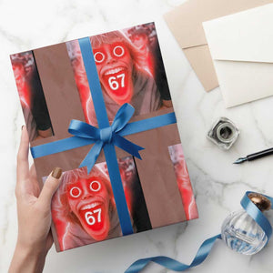 67 Mason Kid Glitchcore Graphic Wrapping Paper Roll Screaming Boy Six Seven Viral Meme Devil Edit TS02 Mocha Print Your Wear