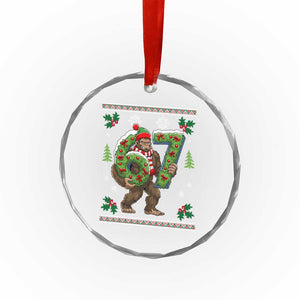 67 Meme Christmas Bigfoot Crystal Glass Ornament Funny Six Seven Wreath Sasquatch Holiday Gag Gift TS02 Print Your Wear