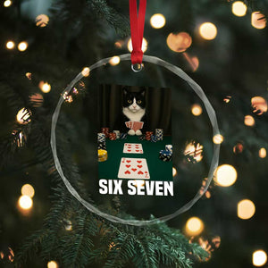 67 Poker Cat Crystal Glass Ornament Funny Six Seven Meme TS14 Print Your Wear