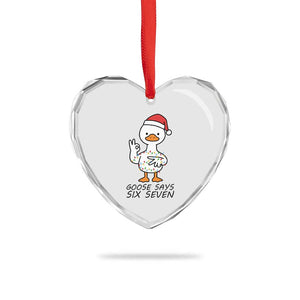 67 Six Seven Chirtsmas Meme Heart Crystal Glass Ornament Funny Silly Goose TS14 Print Your Wear