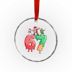 67 Six Seven Christmas Crystal Glass Ornament Funny Dabbing Santa Elf Friends 6 7 Meme Gen Alpha Slang TS10 Print Your Wear