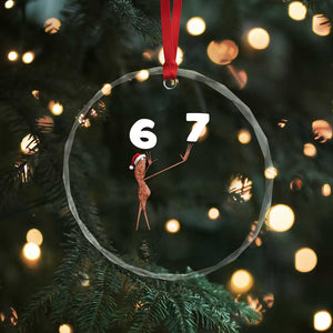 67 Six Seven Christmas Crystal Glass Ornament Marcus The Worm Meme TS14 Print Your Wear