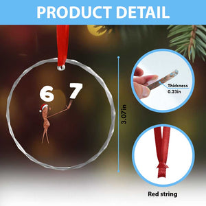 67 Six Seven Christmas Crystal Glass Ornament Marcus The Worm Meme TS14 Print Your Wear