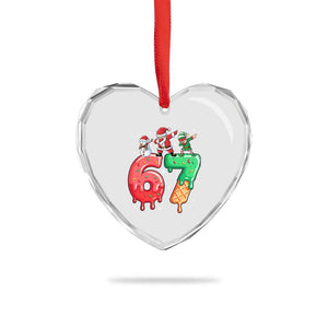 67 Six Seven Christmas Heart Crystal Glass Ornament Funny Dabbing Santa Elf Friends 6 7 Meme Gen Alpha Slang TS10 Print Your Wear