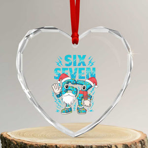 67 Six Seven Christmas Heart Crystal Glass Ornament Funny Italian Brainrot Meme TS14 Transparent Glass 3'' Heart Print Your Wear