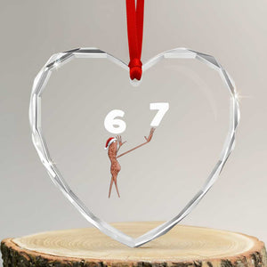 67 Six Seven Christmas Heart Crystal Glass Ornament Marcus The Worm Meme TS14 Transparent Glass 3'' Heart Print Your Wear