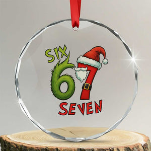 67 Six Seven Christmas Meme Crystal Glass Ornament Funny Santa Xmas TS14 Transparent Glass 3'' Circle Print Your Wear