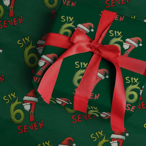 67 Six Seven Christmas Meme Wrapping Paper Roll Funny Santa Xmas TS14 Green Print Your Wear