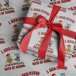 67 Six Seven Christmas Meme Wrapping Paper Roll I Survived Days Of School TS14 White Print Your Wear