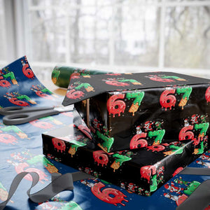 67 Six Seven Christmas Wrapping Paper Roll Funny Dabbing Santa Elf Friends 6 7 Meme Gen Alpha Slang TS10 Black Print Your Wear