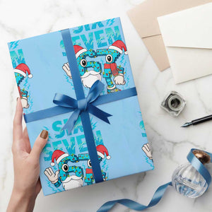 67 Six Seven Christmas Wrapping Paper Roll Funny Italian Brainrot Meme TS14 Light Blue Print Your Wear