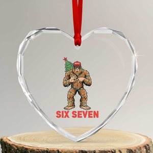 67 Six Seven Heart Crystal Glass Ornament Funny Bigfoot Trump Support Christmas TS14 Transparent Glass 3'' Heart Print Your Wear