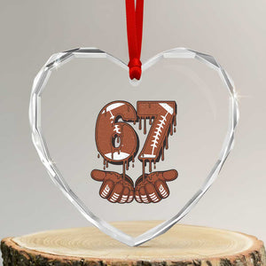 67 Six Seven Heart Crystal Glass Ornament Funny Football Meme TS14 Transparent Glass 3'' Heart Print Your Wear