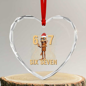 67 Six Seven Italian Brainrot Meme Heart Crystal Glass Ornament Funny Tung Tung Tung Sahur Christmas TS14 Transparent Glass 3'' Heart Print Your Wear