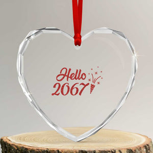 67 Six Seven Meme Heart Crystal Glass Ornament New Year 2026 TS14 Transparent Glass 3'' Heart Print Your Wear