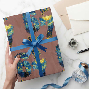 67 Six Seven Meme Wrapping Paper Roll Starry Night Van Gogh TS14 Mocha Print Your Wear