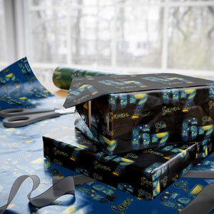 67 Six Seven Meme Wrapping Paper Roll Starry Night Van Gogh TS14 Black Print Your Wear