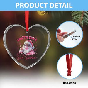 67 Six Seven Pink Santa Christmas Meme Heart Crystal Glass Ornament TS14 Print Your Wear