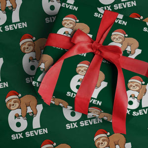 67 Six Seven Wrapping Paper Roll Funny Sloth Christmas TS14 Green Print Your Wear