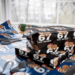 67 Six Seven Wrapping Paper Roll Funny Sloth Christmas TS14 Black Print Your Wear