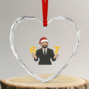 67 Six Seven Zohran Mamdani Christmas Heart Crystal Glass Ornament TS14 Transparent Glass 3'' Heart Print Your Wear