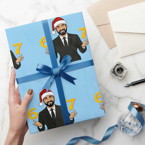 67 Six Seven Zohran Mamdani Christmas Wrapping Paper Roll TS14 Light Blue Print Your Wear