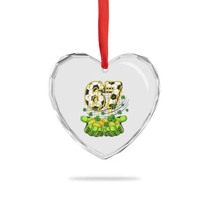 67 Soccer St Patricks Day Heart Crystal Glass Ornament Funny Six Seven Gen Alpha Meme Drip TS14 Print Your Wear